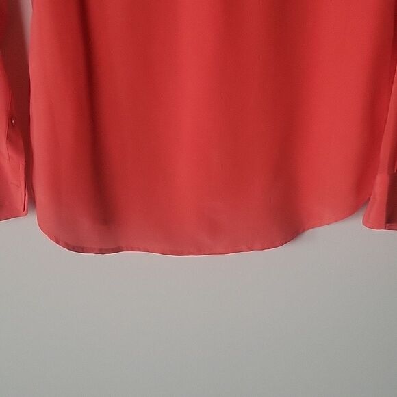 NWT Equipment S Coral Silk Button Up Modest Long Sleeve Office Shirt Top Blouse - Picture 12 of 13